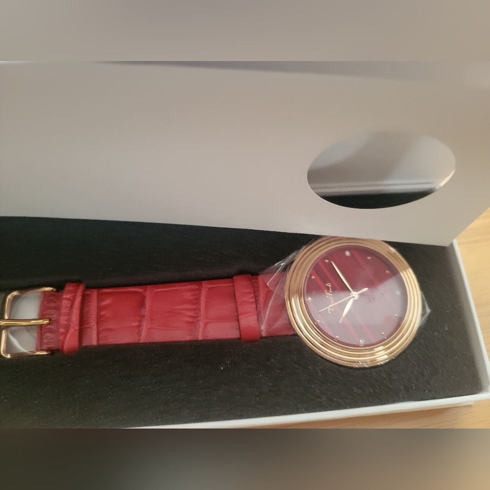 Elegant Red and Gold Watch